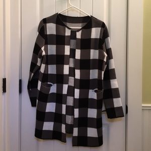 Long checked sweater